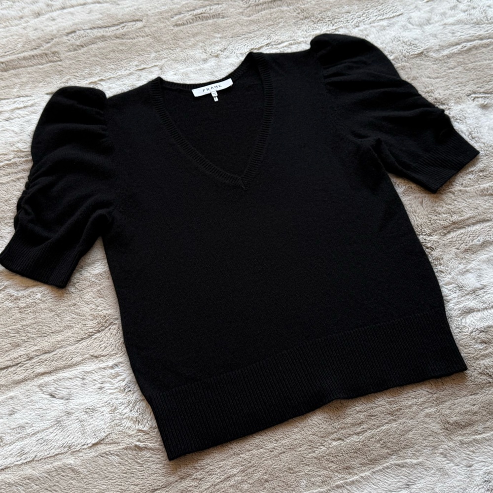 FRAME Women’s Frankie 100% Cashmere Sweater in Black Size XS - Picture 5 of 14